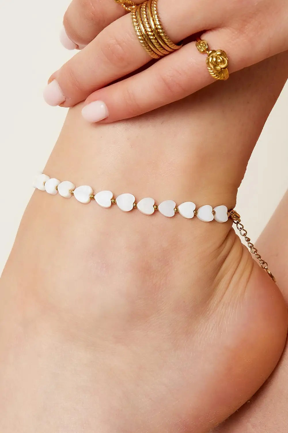 Bracelet de cheville cœurs
