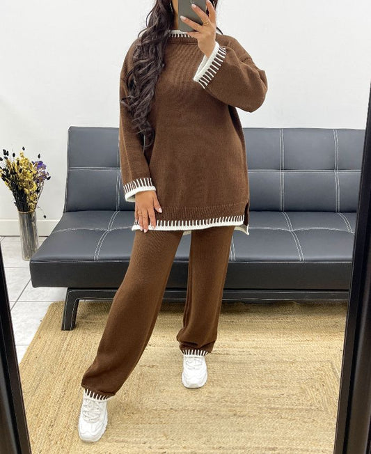Ensemble en maille chocolat