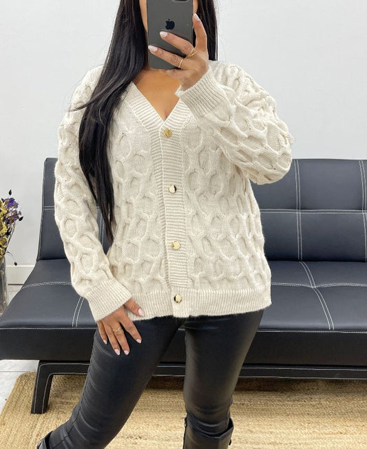 Gilet en maille à boutons dorés